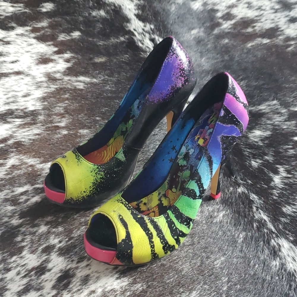 IRON FIST  Zebra Unicorn Rainbow Stiletto Heels